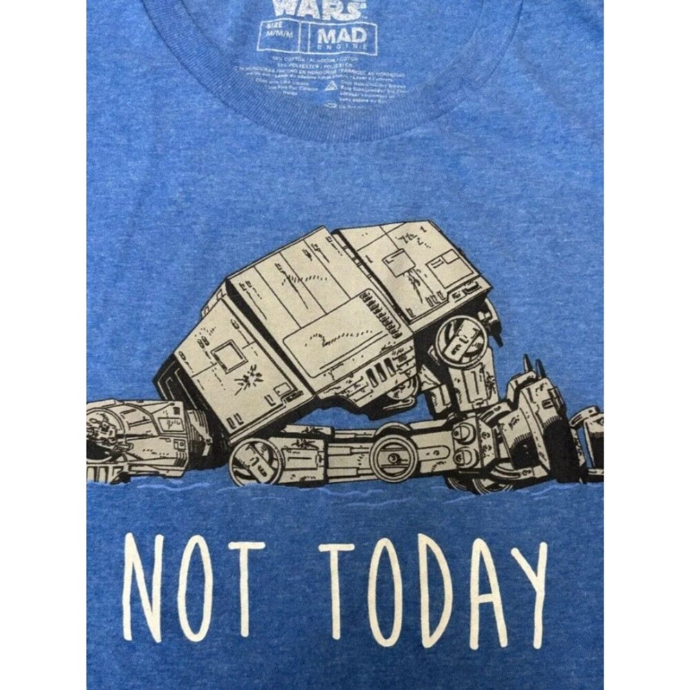 Star Wars AT-AT “Not Today” Graphic Tee Mens Medium Blue Sci-Fi Movie Shirt